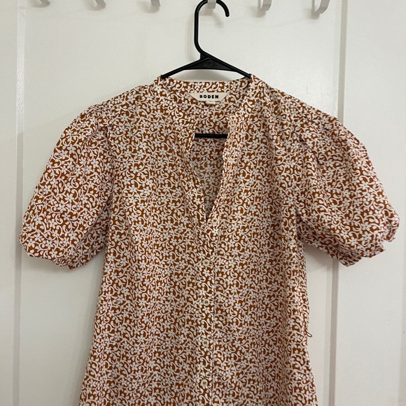 Boden Dresses & Skirts - Boden Womens Puff Sleeve Midi Dress Brown Front Button Cottagecore